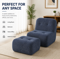 Fauteuil de salon moderne avec repose-pieds, fauteuil d'appoint rembourré en tissu, fauteuil confortable pour salon, chambre à coucher, hôtel