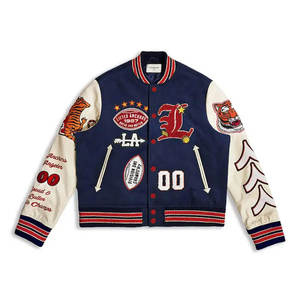 Chaqueta Varsity de Lana y Lona para Hombre, de Alta Calidad, OEM, con Logotipo Bordado Personalizado, Transpirable, Ecológica, de Manga Larga, Estilo Letterman - Product Image 5