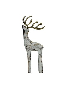 Reno de madera natural con toque blanco decoración festiva minimalista para estante de sala de estar FIESTA DE Navidad o uso de regalo - Product Image 4