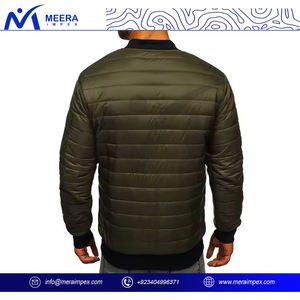 Blouson bombardier à fermeture éclair élégant avec logo personnalisé pour hommes manteau de rue côtelé à la taille pour l'hiver pour les clubs d'équipes collégiales d'affaires - Product Image 4