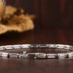 7.77 CT Baguette Cut Diamant 18k Or Blanc Diamant Bracelet Cvd/Hpht Diamant Bijoux - Product Image 3