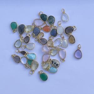 Colgantes de Piedras Facetadas Naturales de 12 mm en Rosa, Morado, Negro, Azul y Naranja, con Engaste de Bisel, Chapado en Oro, Plata de Ley 925, AAA, Bonitos - Product Image 3