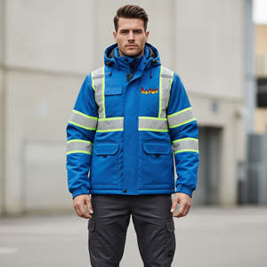 Chaqueta de Seguridad Reflectante de Alta Visibilidad 100% Poliéster con LED Intermitente EN ISO 20471 Clase 2 Impermeable con Múltiples Bolsillos Chaqueta de Dos Tonos - Product Image 1