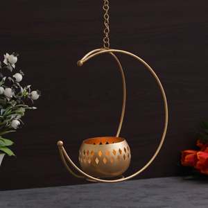 Photophore en métal en forme de lune, Design de luxe, décoration pour la maison et le bureau, événements de fête de mariage, décoratif, fabriqué en inde - Product Image 4