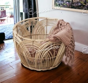 Portable Rattan <b>Plastic</b> Bamboo Wood Laundry Hamper Wicker <b>Basket</b> for Dirty Clothes Storage Convenient Household Laundry <b>Basket</b> - Product Image 5