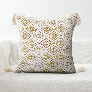 Pillow slip Handmade Embroidered cushion cover 100% Cotton cushion cover Home Decor Geometric cover