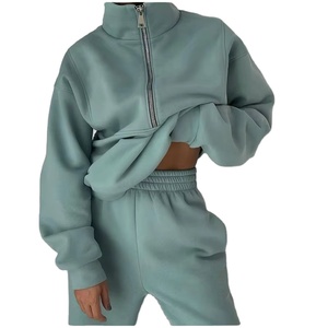 Sweat-shirts à capuche à col montant et épaules tombantes en molleton français personnalisés ODM, coton de haute qualité, col rond, sweat-shirt surdimensionné pour femmes - Product Image 1