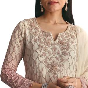 Traje de lavanda Chinon Ombre Kurta Palazzo con hilo de lentejuelas trabajo venta al por mayor mujeres Ropa Étnica OEM proveedor de fábrica de ropa - Product Image 2