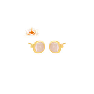 Dernière conception de boucles d'oreilles en argent sterling 925 plaqué or 18 carats avec pierre de lune arc-en-ciel naturelle Demi fabrication de bijoux fins - Product Image 1