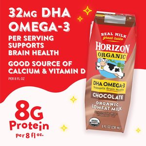 Leche con Chocolate Horizon Organic, Baja en Grasa (1%), con DHA Omega-3, en Caja, Paquete de 12 Unidades - Product Image 6