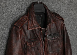 Service OEM Nouvelles vestes en toile en cuir véritable pour motards lourds Manteau imperméable écologique en peau de mouton marron vintage pour - Product Image 5