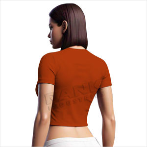 T-shirt court tendance pour femmes, style facile à enfiler avec une construction extensible axée sur le confort, look urbain pour femmes, crop top - Product Image 3