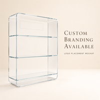 Espositore in Acrilico Trasparente con Bordi Curvi Personalizzati a 3 Livelli, Scaffale in Plexiglass per Borse e Borsette per Negozi e Boutique