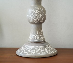 Modest White Wooden Candle Holder Featuring Traditional Print For Living Room Decor Festive Setup And Soft Illumination - Product Image 4