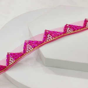 Fait à la main Jharkhand dentelle tissu saris mariée Lehengas mariage Dupattas pierres scintillantes tenues Boutique Collections ethnique rose - Product Image 3