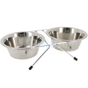<b>Stainless</b> <b>Steel</b> and Wooden <b>Dog</b> <b>Bowl</b> Pet Feeder <b>Bowl</b> - Product Image 6