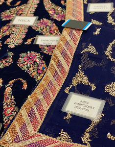 Fantaisie Designer Costume Allover Imprimé Broderie Georgette Soie Pakistanaise Dames Ethnique Vêtements Robe Costume Lâche Partie Porter - Product Image 5