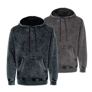 Sudadera con capucha Unisex clásica desgastada con lavado ácido personalizable 100% algodón de gran tamaño recortada moda estampado bordado sudadera hombres - Product Image 1