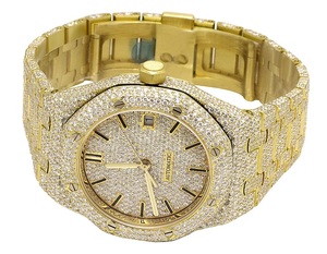 Reloj de pulsera de tono dorado amarillo VVS con esfera tachonada de diamantes Iced Out/Bling de alta calidad para reloj de diamantes Trendsetters - Product Image 2