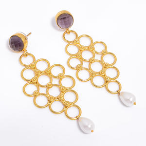 Joyería de piedras preciosas chapada en oro de 14K de latón personalizada, fabricante de joyas de piedras preciosas de latón hecho a mano, mayorista de joyería de latón único para niñas - Product Image 5