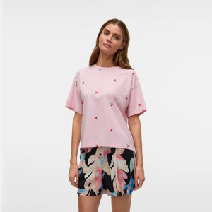 Camiseta personalizada para mujer con diseño de bordado, 100% algodón de alta calidad, salida de fábrica ecológica para camisetas con logotipo de verano - Product Image 1