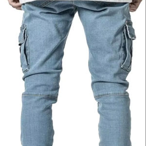 2024 Fashion <b>Men</b> Stylish Solid Cargo <b>Jeans</b> Comfortable JOGGERS <b>Men's</b> Denim <b>Jeans</b> Multi-Pocket 100% Cotton <b>Jeans</b> Pant for Unisex - Product Image 3