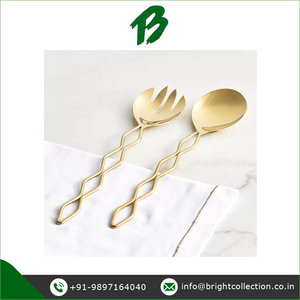 Service de table 2 pièces de salade avec logo personnalisé à bon prix Qualité assurée Design vintage or poli - Product Image 2