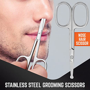 Ciseaux de nez en acier inoxydable Ensemble de coupe de barbe et de moustache Ciseaux de nez à pointe incurvée et arrondie - Product Image 2
