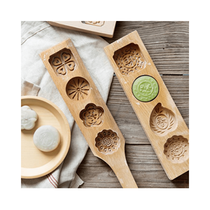 แม่พิมพ์ขนมไหว้พระจันทร์แบบดั้งเดิม3รูปดอกไม้แม่พิมพ์อบขนมทำด้วยมือทำจากไม้สำหรับมัฟฟินเทศกาลกลางฤดูใบไม้ร่วงแบบเวียดนาม - Product Image 3