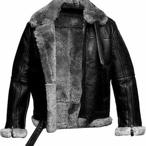 แจ็คเก็ตบอมเบอร์ขายส่ง แจ็คเก็ตบอมเบอร์ขนแกะแท้ แจ็คเก็ตบอมเบอร์หนังแกะแท้สำหรับฤดูหนาว สำหรับทุกเพศ - Product Image 4