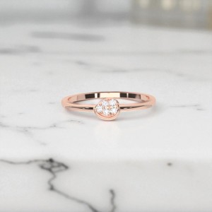 0.04 carats F-G/VS Lab Grown Round Cut Diamond Prong Set Floral Fancy Ring Made in Silver For Her - Product Image 5