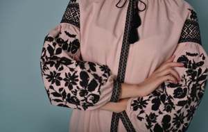 Vestido de fiesta de boda ucraniano de algodón de diseñador bordado hasta el suelo mangas abullonadas Lino de talla grande ropa lavable vacaciones - Product Image 4