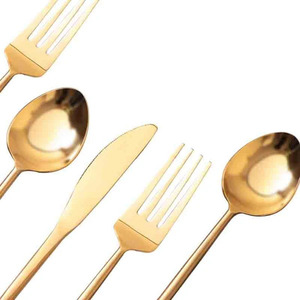 Wholesale Luxury <b>Spoons</b> <b>Gold</b> Hotel Flatware Stainless Steel Mirrored <b>Serving</b> Cutlery Set for Restaurants - Product Image 2