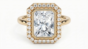 Diamant central taille radiant saisissant avec halo de diamants classiques pour femme, diamants de laboratoire - Product Image 1