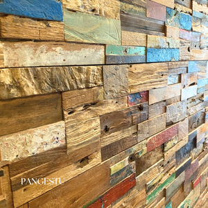 Panel de Pared Moderno PANGESTU 3D Geométrico de Teca Reciclada, Insonorizado e Impermeable, PVC WPC MDF, para Hogar, Entretenimiento, Comercio y Villas - Product Image 1