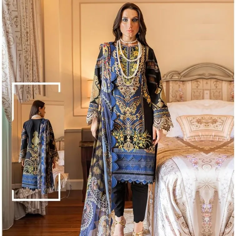 Coleção Verão Puro Gramado Coleção De Algodão Com Pesado Mal Mal Puro Algodão Duppata Paquistanês Terno Vestido Marcial