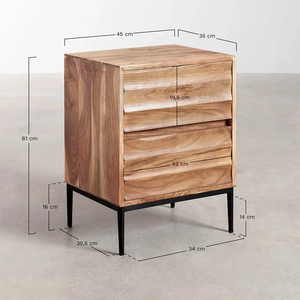 Mesita de noche de madera maciza hecha a mano, artesanía de Color Natural para gabinetes de cocina para sala de estar, categoría de producto - Product Image 6