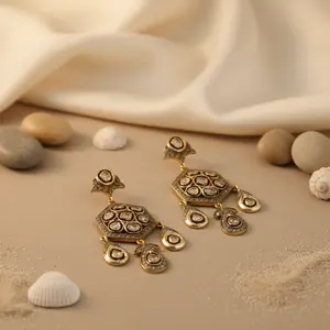 Pendientes de Diamantes Chapados en Oro Vintage para Mujer, Elegante Accesorio de Joyería - Product Image 1