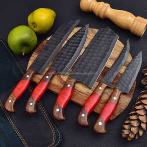 5 pièces manche en bois vente chaude ensemble de couteaux de Chef accessoire couteau de chef en acier damas ensemble de couteaux de cuisine professionnels - Product Image 4