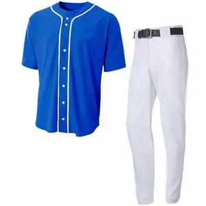 Hızlı kuru hızlı teslimat özel baskı beyzbol düz gömlek mavi beyzbol forması kıyafet erkek süblimasyon ucuz fiyat beyzbol