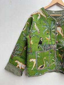 เสื้อแจ็คเก็ตผ้าฝ้ายพิมพ์ลายดอกไม้แบบกลับด้านได้สำหรับผู้หญิงอินเดีย เสื้อคลุมลำลองสำหรับทุกฤดู ติดกระดุม ดีไซน์ผ้าเจอร์ซีย์ - Product Image 6