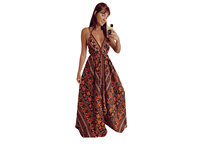 Vestido Maxi de Seda Tejida Estilo Bohemio Indio Y2K, Talla Única, Estampado Tropical, Cuello en V, Manga con Volantes, Sexy y Dulce, Estilo Coreano de Verano