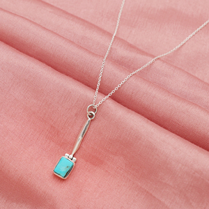 สร้อยคอจี้ดีเงินแท้925วินเทจพลอยเทอร์ควอยซ์ธรรมชาติสีทองประดับกุหลาบสไตล์อินเทรนด์สำหรับปาร์ตี้ - Product Image 2