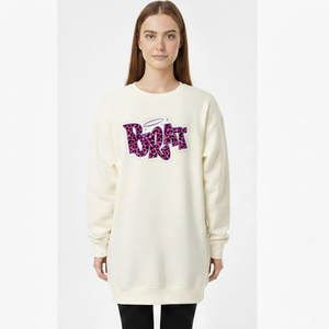 Vestido Holgado de Manga Larga para Mujer, Ajuste Regular, Suave y Cálido, de Felpa, Informal, para Uso Diario, Estilo Urbano, Invierno, Color Sólido, 100% - Product Image 3