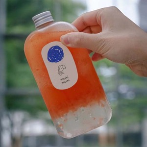 Logo personalizzato vuoto 400ml bottiglia quadrata piatta bottiglia di bevanda nuova di zecca e di alta qualità tazza di succo di <span class=keywords><strong>latte</strong></span> succo di tè bottiglia di bevanda fredda - Product Image 1