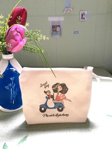 Bolsa de cosméticos de maquillaje de lona en blanco liso de moda al por mayor con bolsa de compras con cremallera metálica - Product Image 5