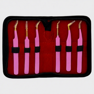 Pince à épiler pour extensions de cils TEEJAY, best-seller, haute précision, en acier inoxydable, testée à la main, lot de 6 avec étui, personnalisation OEM - Product Image 5