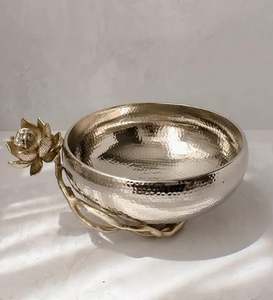 Tazón de Servir de Metal con Relieve de Aluminio para Ensaladas, Frutas y Chocolate - Recubierto de Níquel, 100% Apto para Alimentos, Apto para Lavavajillas, para Fiestas - Product Image 6