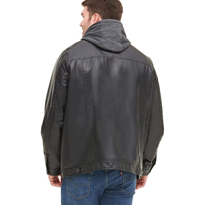 Sudadera con capucha de camionero de cuero informal para hombre con forro de Sherpa, babero de invierno personalizable, forro polar, tela de lona, maximiza el desgaste - Product Image 4