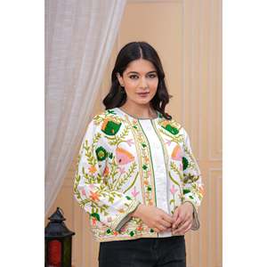 Handmade Indian Cotton Quilted <b>Jacket</b> Ladies Floral Print Coat Reversible Feathers Varsity Boho <b>Short</b> Long Winter Autumn - Product Image 1
